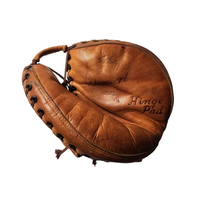 Almohadilla de bisagra Denkert Catchers Mitt Ed Bailey M221 vintage de los años 50 hecha en EE. UU. Foto 1 de 4