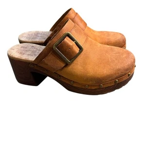 Kork-Ease Tania Schnalle Nieten Leder Plateau Clog Absatz US 9 Pantolette braun S3 - Bild 1 von 11