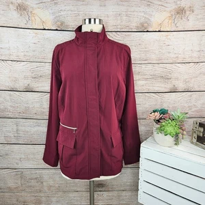 Chico's Zenergy Jacket Snap Front Long Sleeve Burgundy Size 12/14 Large - Picture 1 of 6
