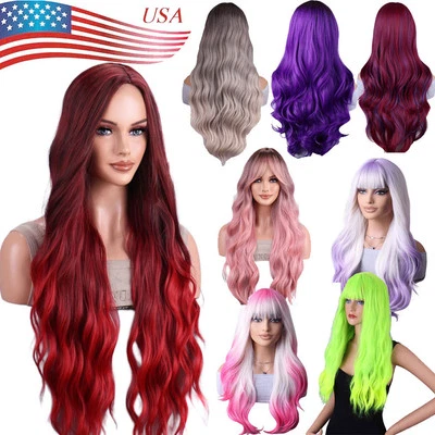 Moda Pelucas de cabello largas onduladas de encaje delanteras Ombre resistentes al calor para mujeres cabello completo Foto 1 de 4