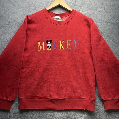 Sudadera De Colección Mickey & Co Mujer Mediana Roja Mickey Mouse Thrashed Años 90 Y2K Foto 1 de 4