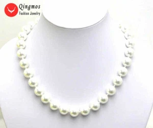 12mm Round Luster White Sea Shell Pearl Necklace for Women Chokers 17'' Jewelry - Picture 1 of 4