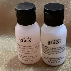 Philosophy-Amazing Grace -PERFUMED SHOWER GEL + BODY LOTION- 1 Oz X2-TRAVEL- New - Picture 1 of 7