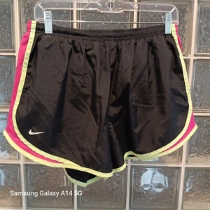 Nike Dri - Fit Girls Size XL Black Pink Yellow Lined Drawstring Athletic Shorts - Picture 1 of 8
