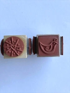 New Judikins - PARTRIDGE & PEAR & ORNAMENTS - Wood Mounted Rubber Stamp Blocks - Picture 1 of 6