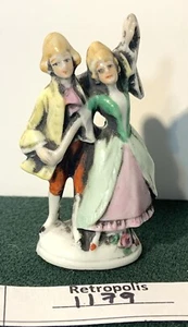 Porcelain Couple Dancing Figurine Dandy Man Yellow Jacket Germany Vintage - Picture 1 of 10