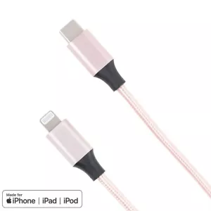 Ultrafast USB-C to MFI Fast Charging Braided Cable for iPhone/iPad/iPod in PINK - Picture 1 of 7