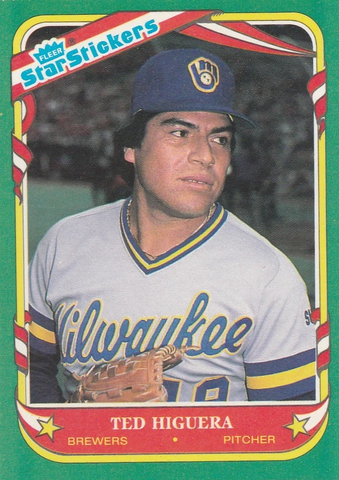 FREE SHIPPING-MINT-1987 (BREWERS) Fleer Star Sticker #60 Ted Higuera - Image 1 of 1