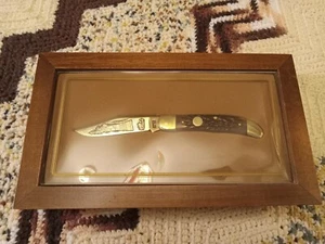SCHRADE + U.S.A. VINTAGE1986 BROWN PICK BONE STATUE OF LIBERTY KNIFE W CASE - Picture 1 of 11