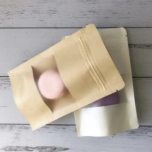 100x Window Resealable Kraft Paper Bag Wedding Party Favor Bag Product Packaging - Picture 1 of 11