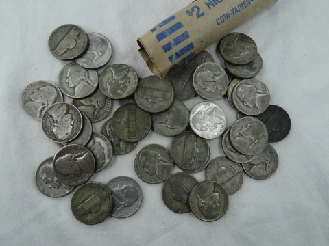 Silver War Nickel Roll - 40 Coins Circulated - Jefferson 35% Silver WWII Cover