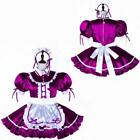 Sissy Girl Maid Lockable Purple Satin Mini Dress Cosplay Costume Tailor-Made