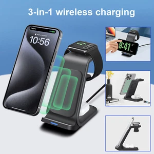 3In1 Wireless Charger Charging Station For Apple Watch 9/8 Air Pods iPhone 15 14 - Picture 1 of 26
