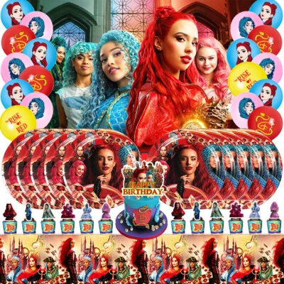 Descendientes El Ascenso del Rojo Fiesta Decoraciones Platos Globos Banner Regalo Foto 1 de 4