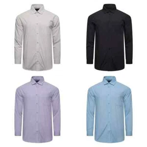 Camisa de Algodón Para Hombres Regular Mangas Largas Formal Oficina Fiesta Talla M - XXL - Imagen 1 de 5