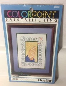 Bucilla Colorpoint Kit Cuciture Pittura Mani che Pregano 63653 Nuovo 1992 Bibbia - Foto 1 di 12