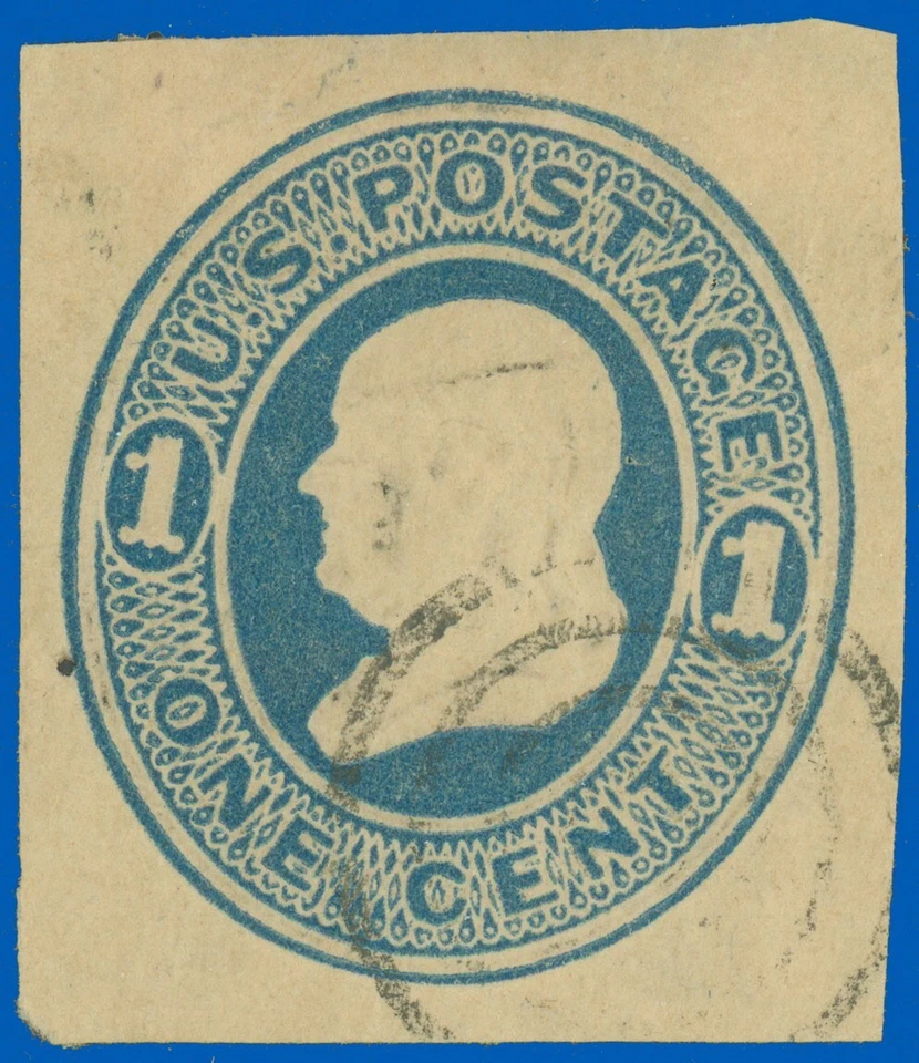 US Scott #W77 Cut Square, 1¢ w Light 3 Ring Cancel! SCV $35.00 (SK) - Image 1 of 1