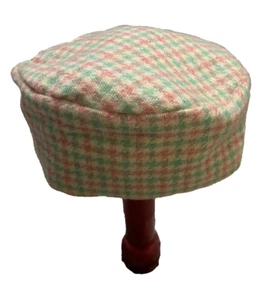 ADORABLE Little Girls Retro Pillbox Hat, Mint Green & Hot Pink Herringbone - Picture 1 of 4