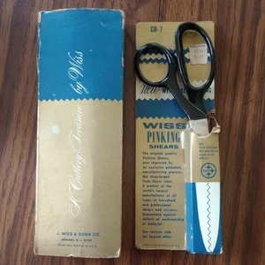 NEW 1960's Wiss CB-7 Pinking Shears Chrome Finish w/ Black Handles - Picture 1 of 5