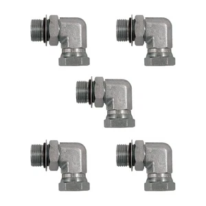 5Pk #12 SAE ORB Male x 3/4" NPSM Female 90° Hydraulic Swivel Adapter 6901-12-12 - Picture 1 of 6