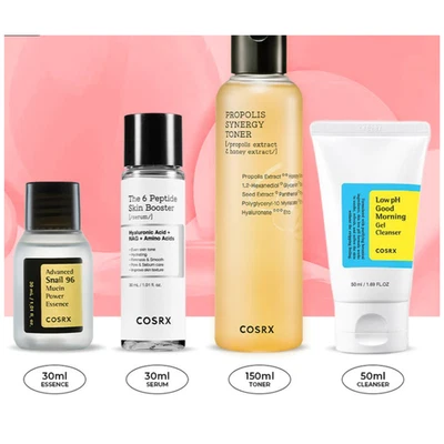 COSRX Skincare Set–Propolis Toner,Snail Mucin Essence,Peptide Serum,Cleanser-DHL - Image 1 of 4