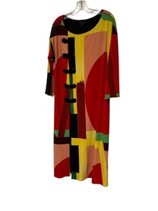 VESTIDO MIDI ESTAMPADO ABSTRACTO EVA VARRO TALLA XL MUY ARTZY - Imagen 1 de 4