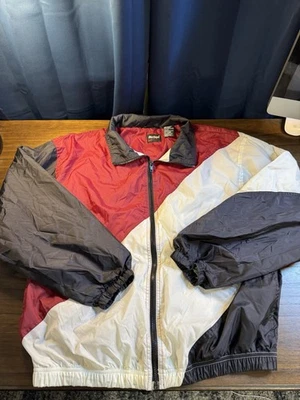 MacGregor Vintage 90s Windbreaker Jacket Black White Red Size Large Lightweight - Изображение 1 из 4