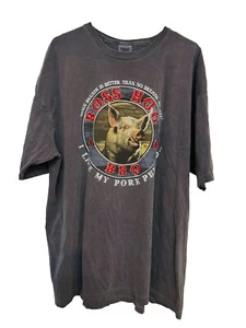 Vintage Boss Hog BBQ Hog's Breath Men's Charcoal Graphic T-Shirt Tee Sz XXL - Picture 1 of 5