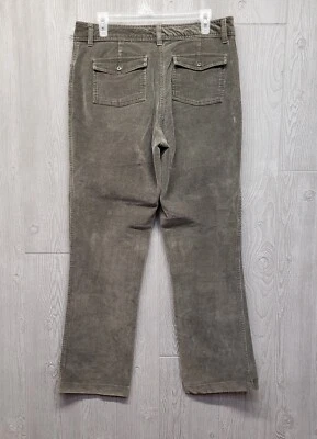 Dress Barn Pants Womens 12 Corduroy Stretch 32x30 Olive Green Flap Pockets  - Image 1 of 4