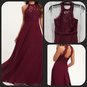 Maxi Vestido LULUS Dance Toda la Noche Borgoña Encaje*Impresionante* Talla PEQUEÑA**NUEVO SIN ETIQUETAS** - Imagen 1 de 15