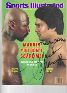 Marvelous Marvin Hagler Vs Roberto Duran signed Sports Illustrated Magazine JSA - Picture 1 of 2