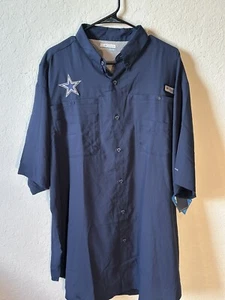 Dallas Cowboys Columbia PFG Shirt Men Size XLT Blue Fishing Vented Back Omni NEW - Picture 1 of 7