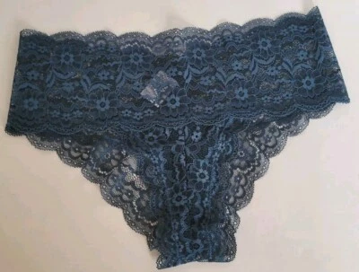 NWT Frederick's Of Hollywood Jessica Blue Lace Cheeky Boyshort Underwear Medium - Image 1 of 4