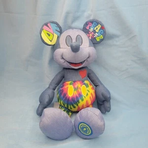 Rare Disney Peace Love Tie Dye Mickey Mouse Plush - Picture 1 of 9