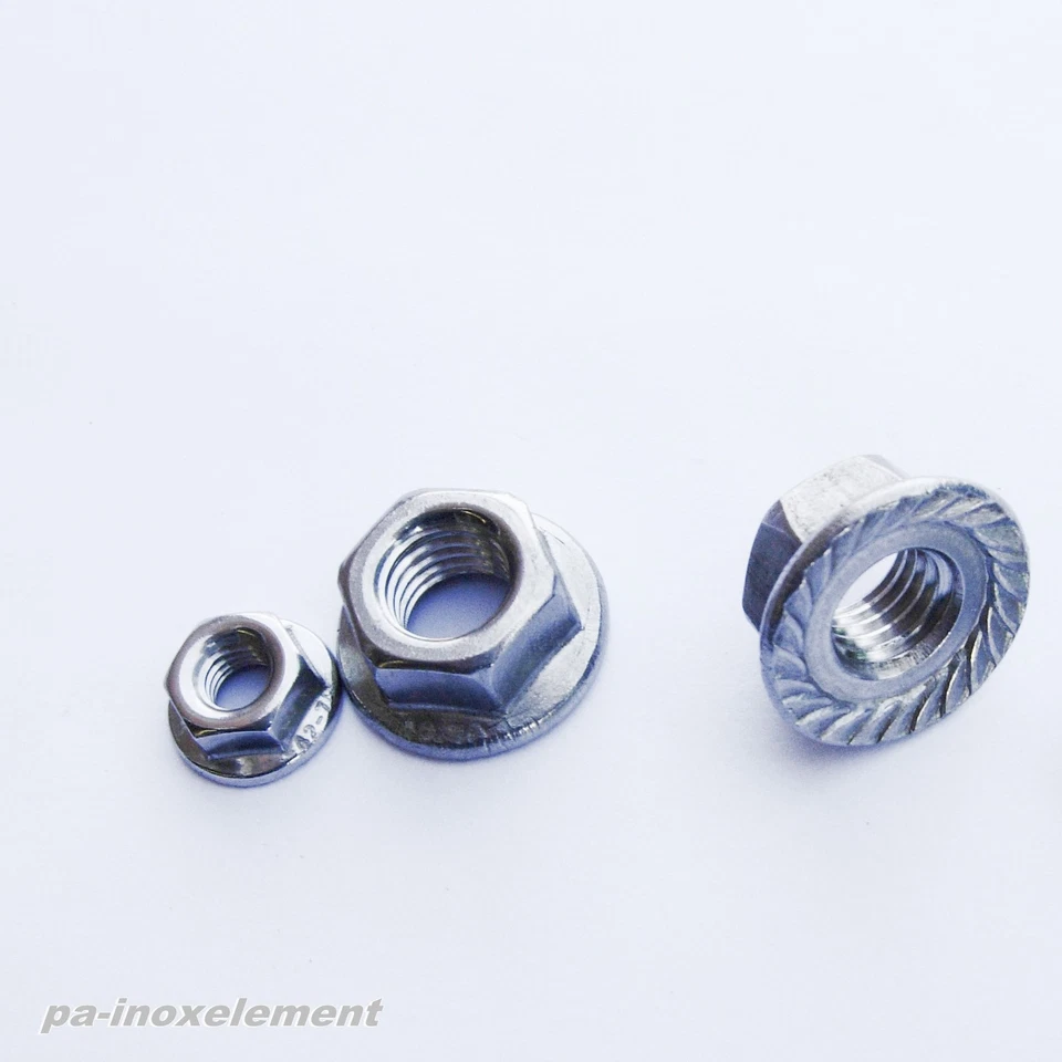 Flanschmuttern - Sperrverzahnung DIN 6923 Edelstahl V2A M3 M4 M5 M6 M8 M10 M12  - Bild 1 von 1