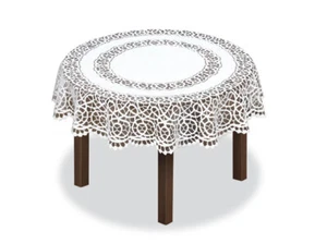 Tablecloth round white lace effect Ø100 (39") wedding, part, perfect gift - Picture 1 of 2
