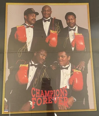 Foto autografiada de Muhammad Ali Frazier capataz Norton Holmes Champions Forever Foto 1 de 4