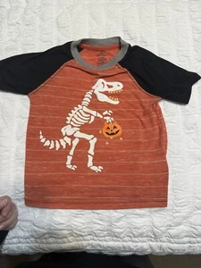 Halloween 4t Used Shirt Boys Dinosaur Skeleton T Rex Little Boys - Picture 1 of 2