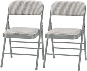 Fabric White Steel Frame Padded Folding Chair(2 PACK) - Picture 1 of 10