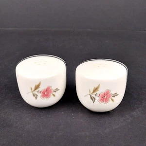 Vintage Pink Floral White Porcelain 2-inch Salt and Pepper Shakers Set - Picture 1 of 5