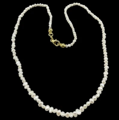 Collana uomo donna girocollo di perle bianche naturali irregolari in argento 925 - Immagine 1 di 4