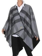 NEW BURBERRY BLACK GRAY CHECK REVERSIBLE SOLID CAPE PONCHO JACKET ONE SIZE