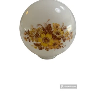 Vintage White Glass Globe Shade Yellow Floral Decor orb shaped replacement shade - Picture 1 of 9