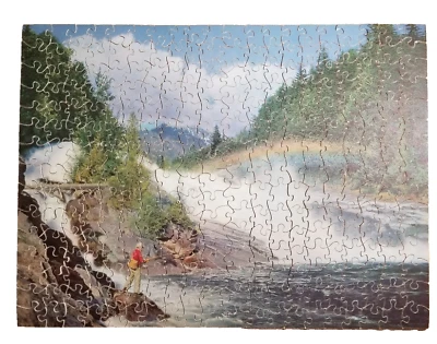 COMPLETE Vintage J K Straus Wood Puzzle END OF THE RAINBOW 300+ pcs fishing - Image 1 of 4