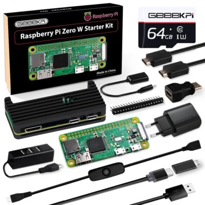 Raspberry Pi Zero W Starter Kit mit RPi Zero W Aluminum Gehäuse 64GB SD Karte... - Bild 1 von 4