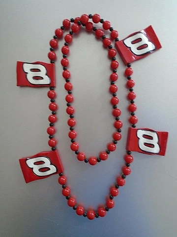 Vintage NASCAR #8 Dale Earnhardt Jr Red & Black Bead Necklace 22 1/2" Cover