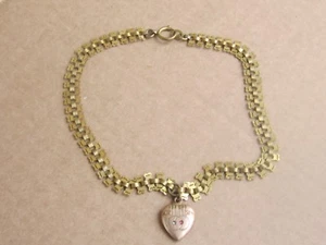 Antique Victorian Gold Filled Book Chain Necklace with Heart Pendant - Picture 1 of 11