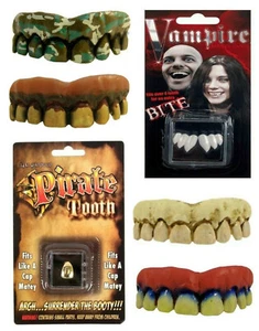 6 Pack Assorted Costume Fake Novelty Teeth with Thermal Fitting Beads - Picture 1 of 8