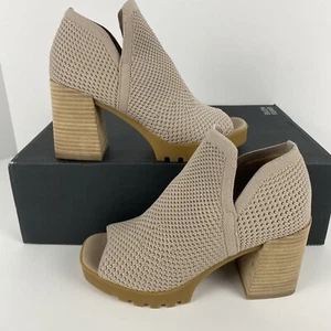 Eileen Fisher Collin Peep Toe Boot Womens Size 5.5 Heel Chunky Open Toe Blush - Picture 1 of 9