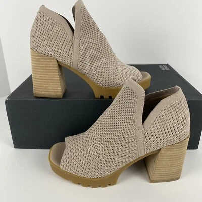 Eileen Fisher Collin Peep Toe Boot Womens Size 5.5 Heel Chunky Open Toe Blush - Image 1 of 4